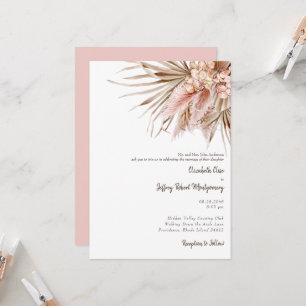 Wispy Pink Watercolor Pampas Wedding Invitation