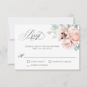 Wispy Romantic Watercolor Boho Floral RSVP Card