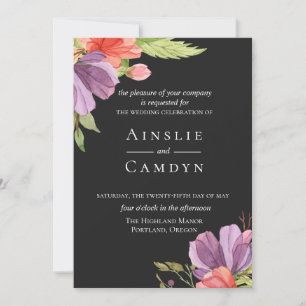 Wispy Watercolor Floral Wedding Invitation