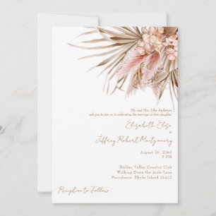 Wispy Watercolor Pampas Blush Wedding Invitation
