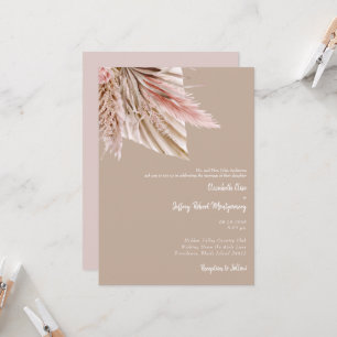 Wispy Watercolor Pampas Tan & Pink Invitation