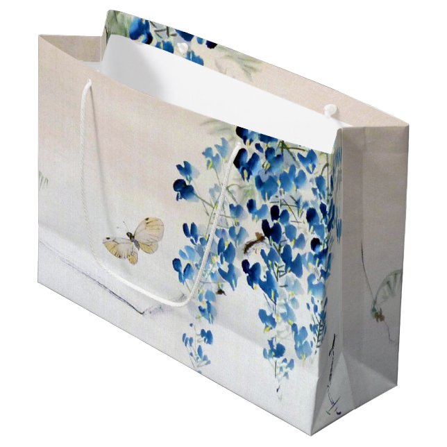 Wisteria and a Butterfly, Watanabe Seitei Large Gift Bag (Front Angled)