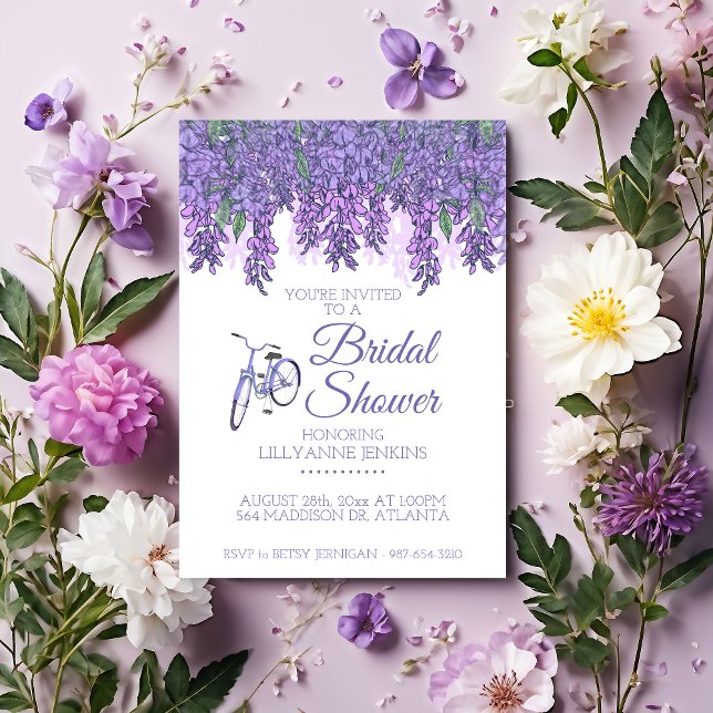 Wisteria And Bicycle Bridal Shower Invitation (Creator Uploaded)