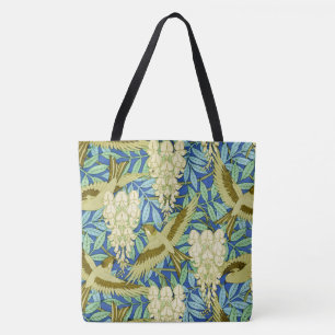 Wisteria and Birds Art Nouveau Floral Tote Bag