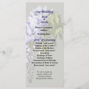 Wisteria and Leaves Wedding Program