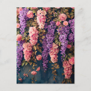 Wisteria and Pink Roses in Bloom Postcard