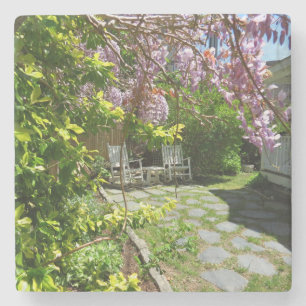 Wisteria and Rocking Chairs - Martha's Vineyard Stone Coaster