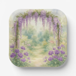 Wisteria Archway In a Summer Garden Paper Plate