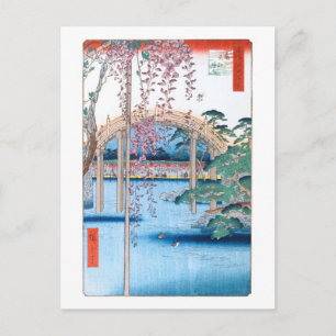 Wisteria at Kameido Shrine Hiroshige Fine Art Postcard