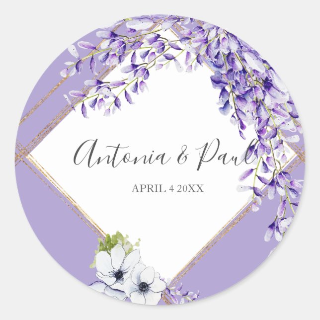 Wisteria Blooms Classic Round Sticker (Front)
