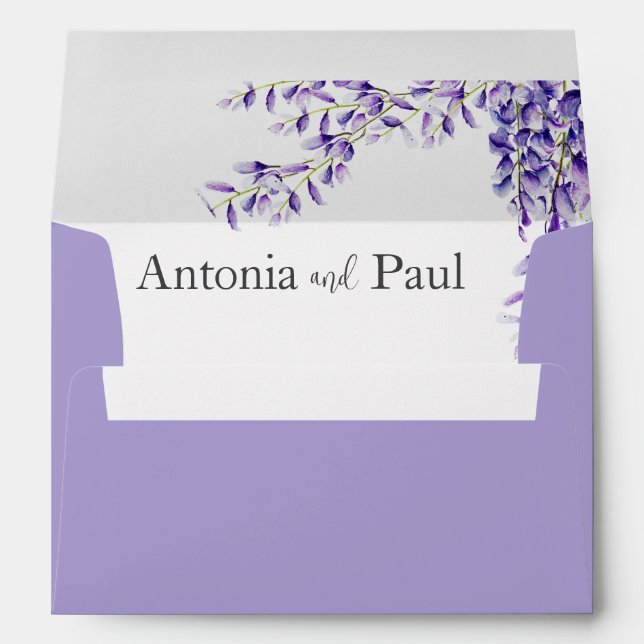 Wisteria Blooms Wedding Envelope (Back (Bottom))