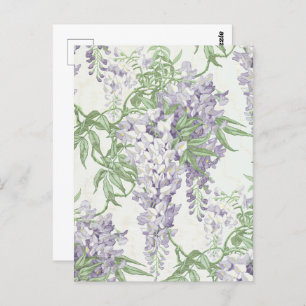 Wisteria Blossom Light Blue and Lavender Patterns Postcard