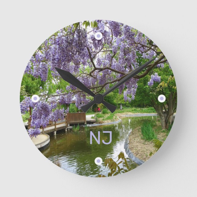 Wisteria blossoms. France Round Clock (Front)