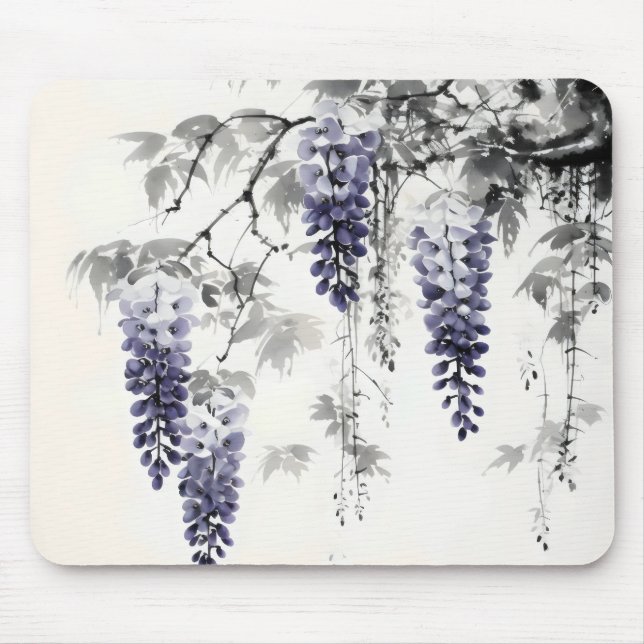 Wisteria Colour Ink Painting Mouse Pad (Front)