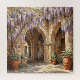Wisteria Covered Stone Courtyard Mediterranean Jigsaw Puzzle