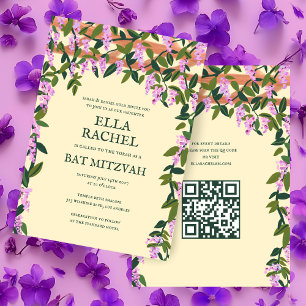 Wisteria Custom B'nai Bat Bar Mitzvah QR Code Invitation