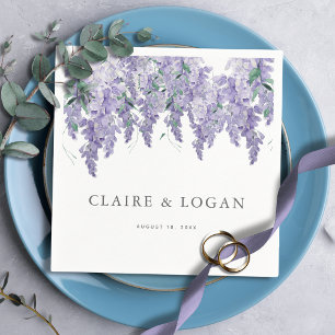 Wisteria Dusty Purple Watercolor Wedding Napkin