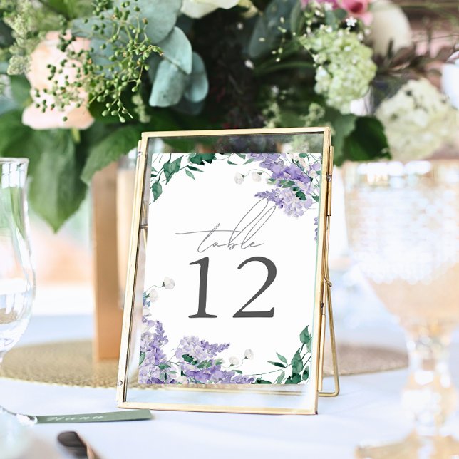 Wisteria Dusty Purple Watercolor Wedding Table Number (Creator Uploaded)