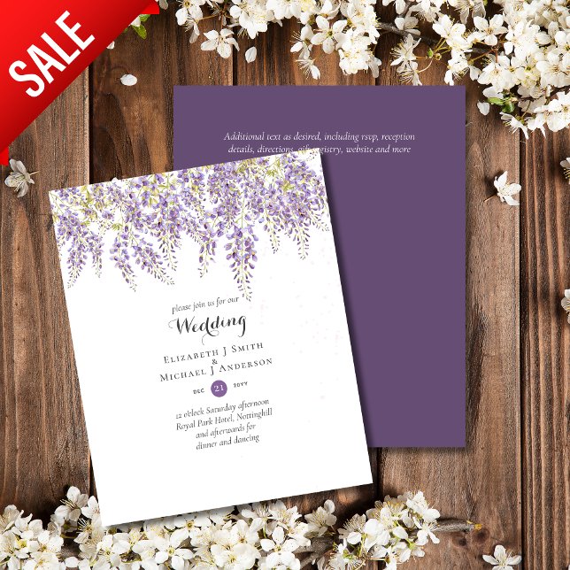 Wisteria Floral Garden Lavender Wedding Invites (Creator Uploaded)