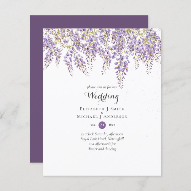 Wisteria Floral Garden Lavender Wedding Purple (Front/Back)