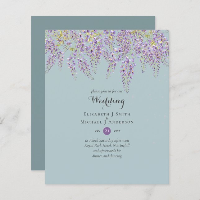 Wisteria Floral Garden Wedding Sage (Front/Back)