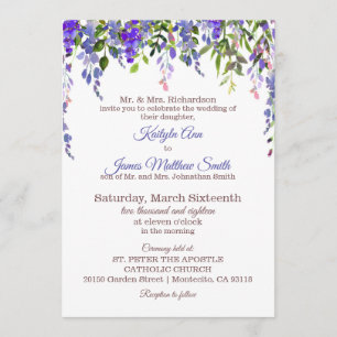 Wisteria Floral Modern Wedding Invitation