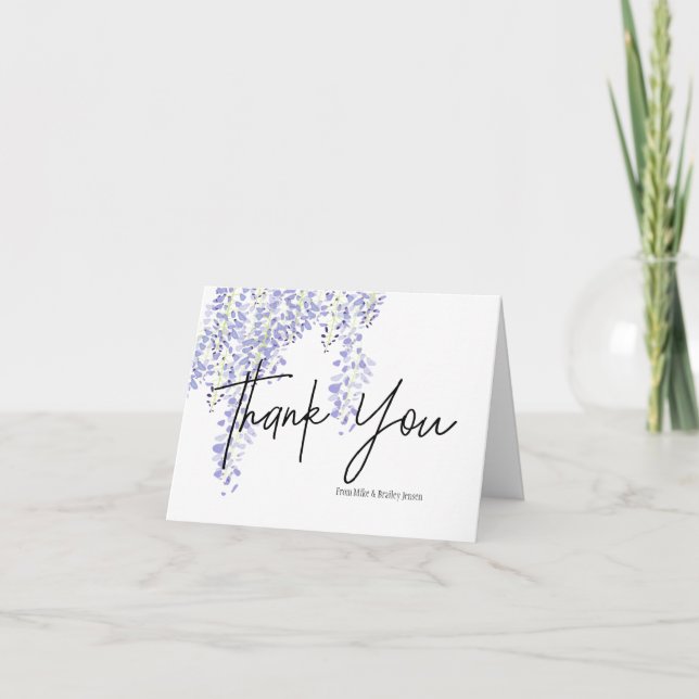 Wisteria Floral Personalised Thank You Card (Front)