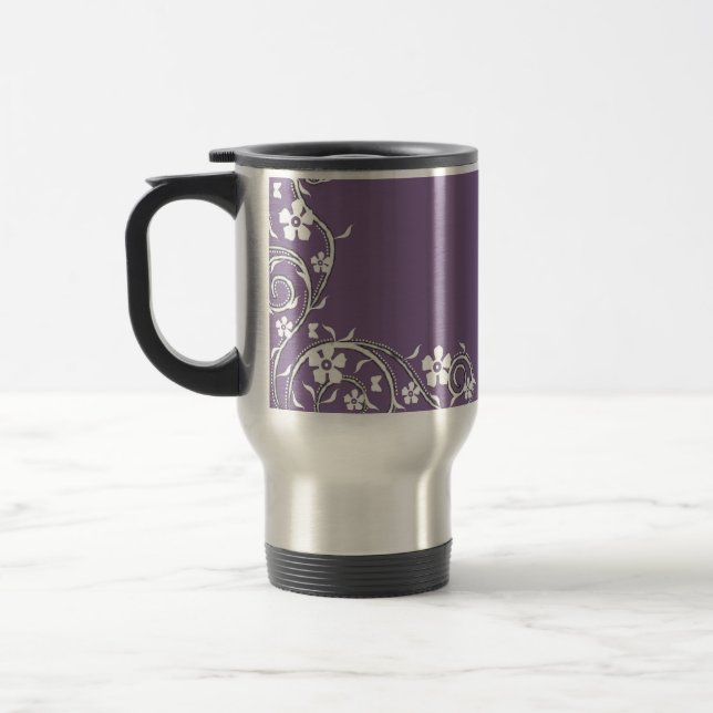 Wisteria Floral Swirls Travel Mug (Left)
