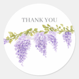Wisteria Flower Garden Painting Thank You Classic Round Sticker