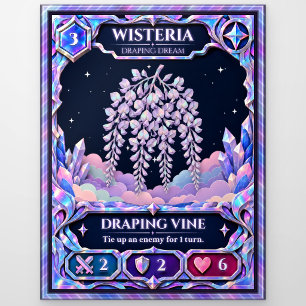 Wisteria Flower, Rainbow Foil Art Postcard