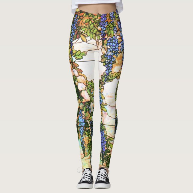Wisteria Flower Vine All Over Print Leggings (Front)