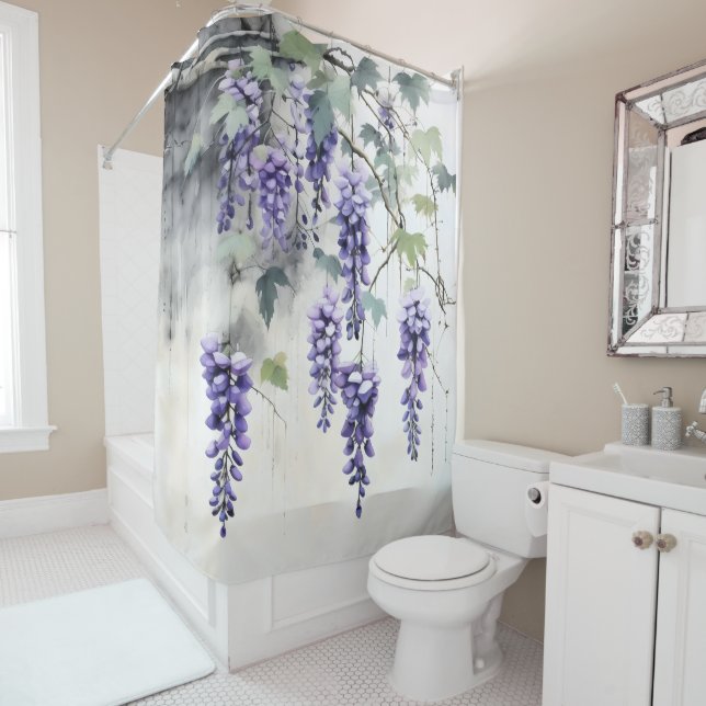 Wisteria Flowers Nature Shower Curtain (In Situ)