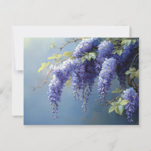 Wisteria Flowers Over a Soft Blue Background Postcard
