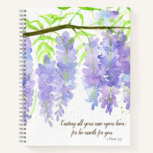 Wisteria Flowers Personalised Peter Bible Verse Notebook