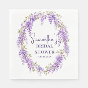 Wisteria flowers Purple Watercolor Bridal Shower Napkin