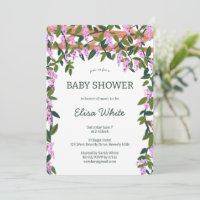 Wisteria Flowers Vines CUSTOM QR Code Baby Shower