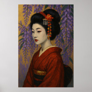 Wisteria geisha girl poster