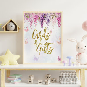 Wisteria Glitter Butterfly Birthday Cards Gifts Poster