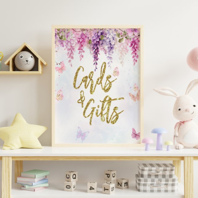 Wisteria Glitter Butterfly Birthday Cards Gifts Poster (Creator Uploaded)