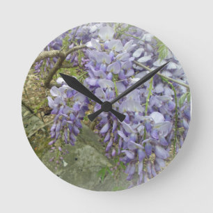 Wisteria in the Woods Round Clock