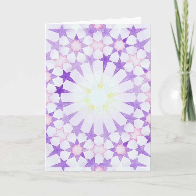 'Wisteria' Islamic geometry greeting card (Front)