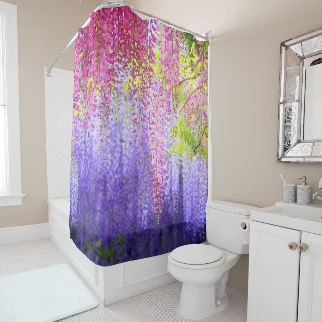 wisteria lavender pink white shower curtain (In Situ)