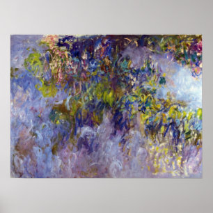 Wisteria (left) by Claudet Monet, Vintage Flowers Poster
