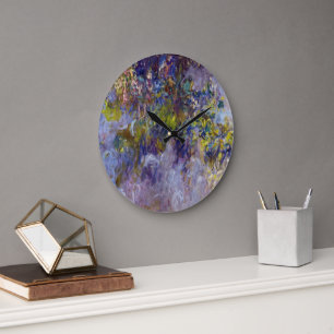 Wisteria (left half) by Claude Monet Large Clock