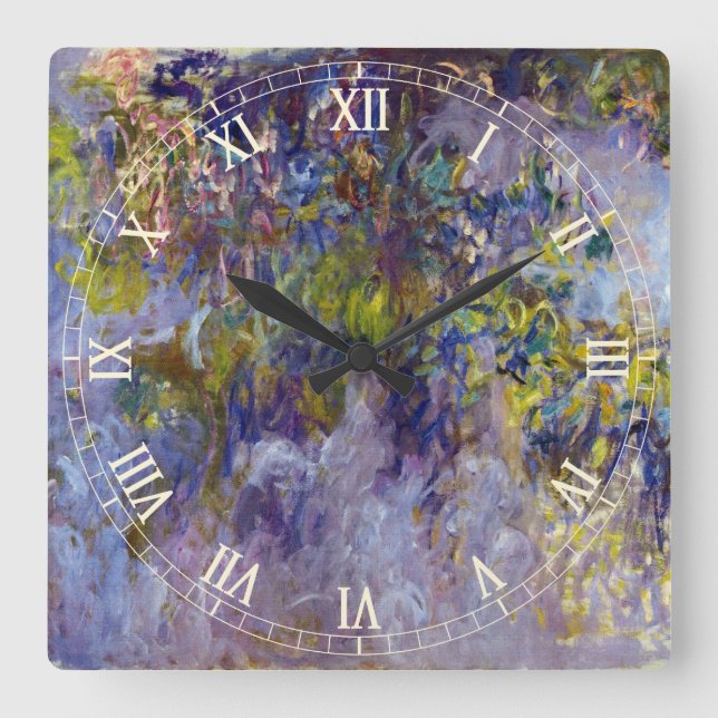 Wisteria (left half) by Claude Monet Square Wall Clock (Front)