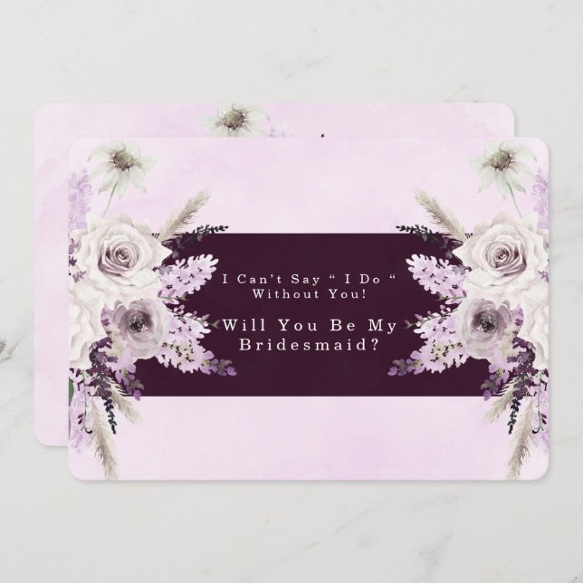 Wisteria Lilac Roses Will You Be My Bridesmaid Invitation (Front/Back)