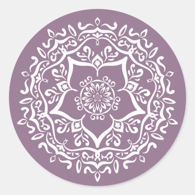 Wisteria Mandala Classic Round Sticker (Front)