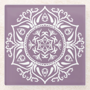 Wisteria Mandala Glass Coaster