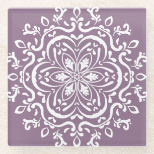 Wisteria Mandala Glass Coaster