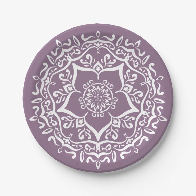 Wisteria Mandala Paper Plate (Front)